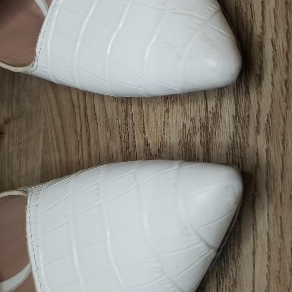 AD and Daughters Jemma Croc Embossed White Leather Slide In Mules Size 7 - Picture 3 of 10